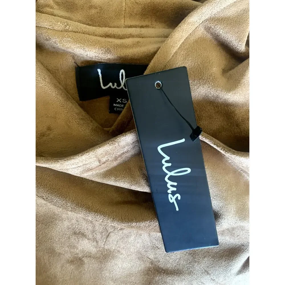 Lulus Wild at Heart Tan Vegan Suede Moto Jacket XS NWT